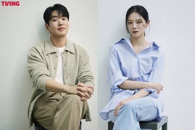 티빙 오리지널 ‘LTNS’로 세 번째 호흡을 맞춘 배우 안재홍(왼쪽)과 이솜. 티빙&nbsp;