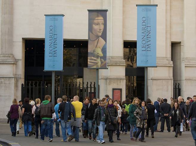 영국 국립미술관인 내셔널갤러리가 작품 살바토르 문디를 전시했을 당시. [게티이미지]
