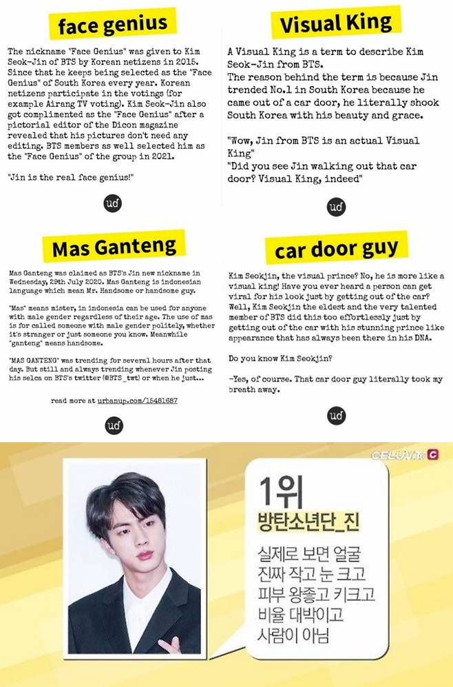 '미의 남신' 방탄소년단 진, 확신의 하이브 대표 비주얼 라인..집중 조명