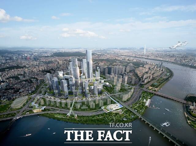 비욘드조닝과 보행일상권이 한꺼번에 적용된 오세훈표 도시공간 대개조 프로젝트가 용산에서 윤곽을 드러낸다. 용산국제업무개발지구 조감도. /서울시