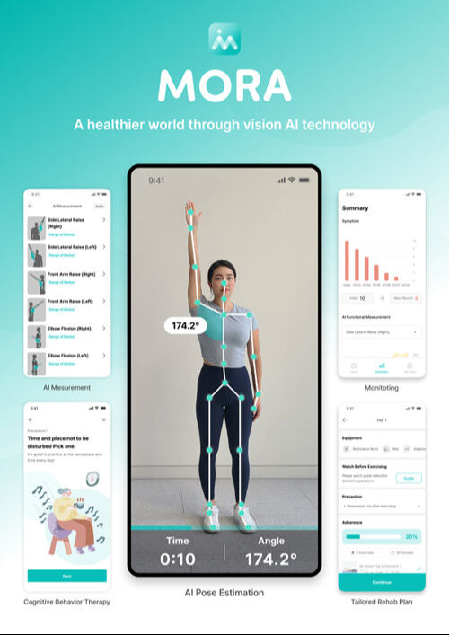 에버엑스 ‘모라’(MORA)의 인공지능(AI) 자세 추정 기술. 스마트폰 카메라만으로도 운동 동작을 인식하고 관절 기능을 객관적으로 평가할 수 있다.  에버엑스 제공