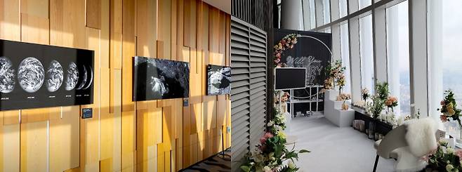 지난해 12월31일부터 지난달까지 진행된 '다누리의 스펙타클 365' 전시(왼쪽), 롯데월드타워 123층에 위치한 프로포즈 공간(오른쪽) /사진= 서울스카이 공식 인스타그램 캡처, 지선우 기자