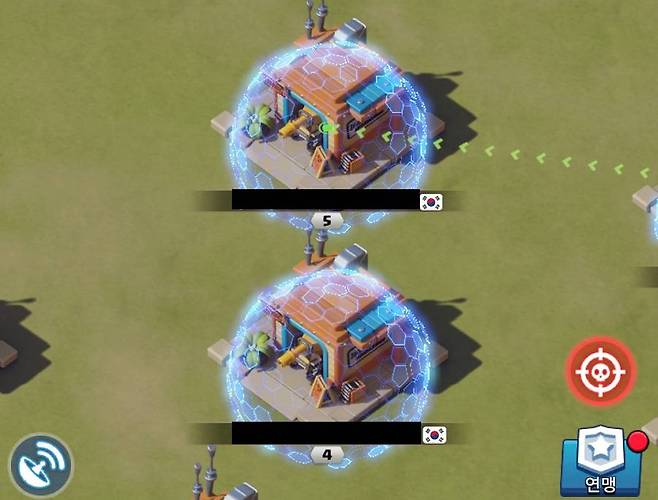 실드를 두르고 있는 이용자들