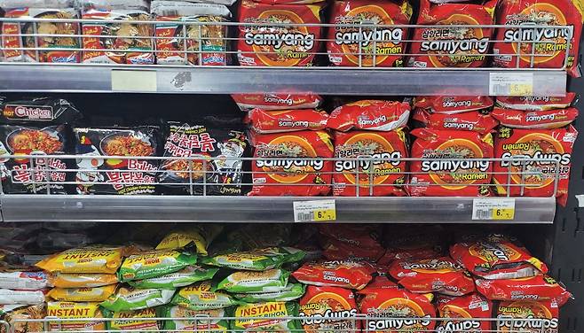 중동 시장에서 판매 중인 한국 라면 제품들/ 조선비즈 DB