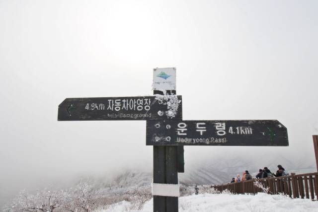 ▲ 계방산 정상. 대체로 운두령에서 올라 이승복 생가가 있는 노동리 방향으로 하산한다