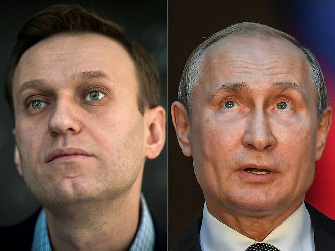 알렉세이 나발니(왼쪽)와 블라디미르 푸틴 [AFP=연합뉴스. 자료사진]