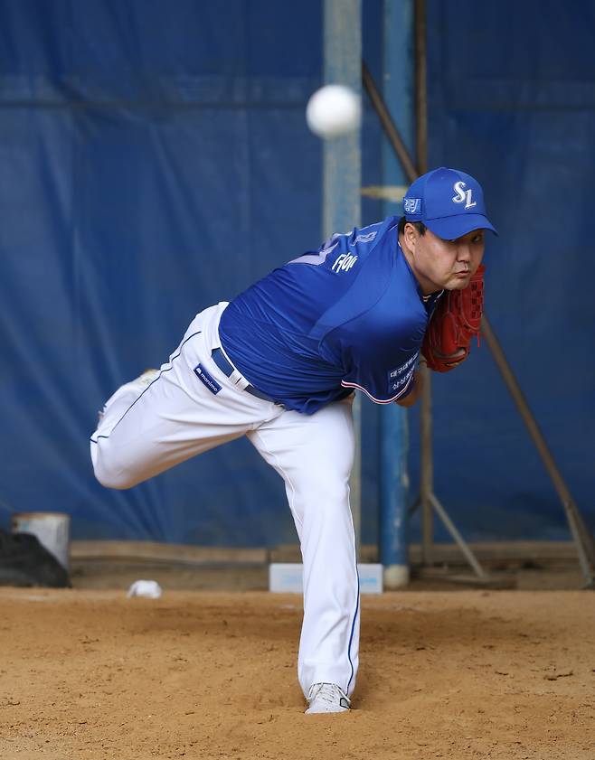 첫 등판에 나선 김태훈. 사진제공=삼성 라이온즈