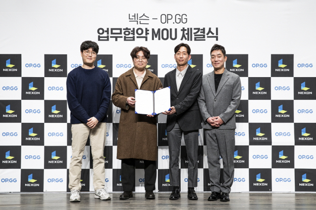 오피지지 이호준 스탯 그룹장(왼쪽부터), 김종근 오피지지 CDO, 넥슨 배준영 인텔리전스랩스 본부장, 박정무 넥슨 그룹장.