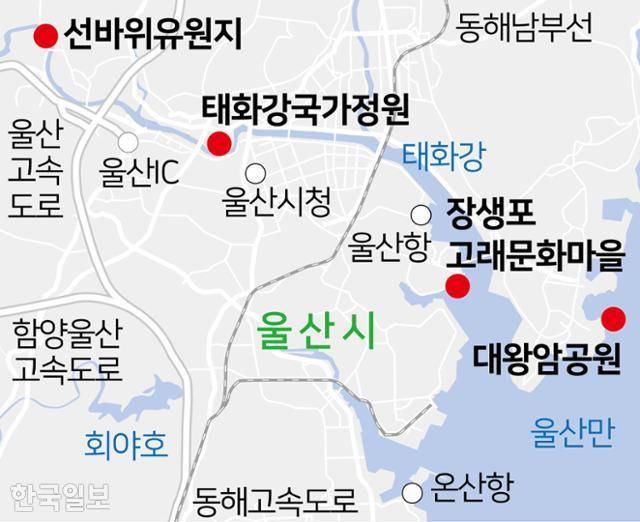 울산 도심 여행지도. 그래픽=김문중 선임기자