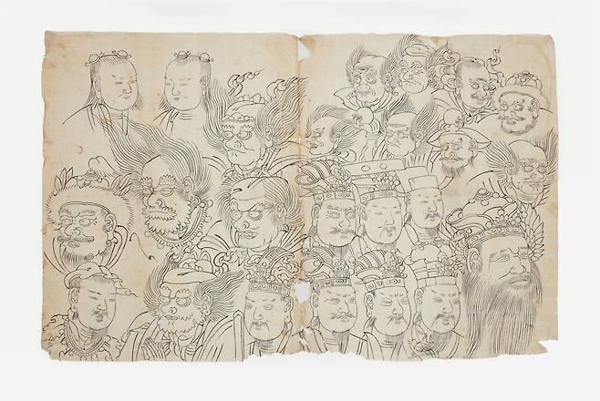 A 20th-century ink drawing of Buddhist figures donated by the late Samsung Group Chairman Lee Kun-hee. (National Museum of Korea)
