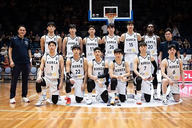 22일 호주와의 경기에 나선 남자 농구대표팀 [FIBA 제공. 재판매 및 DB 금지]