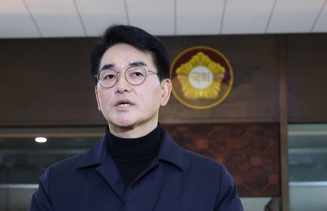 박용진 더불어민주당 의원이 22일 공천심사 관련 입장을 밝히고 있다. [연합]