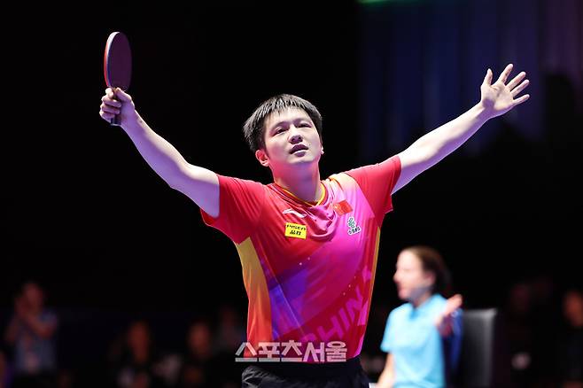 이날 임종훈과 장우진을 잡은 판젠동. 대회조직위원회