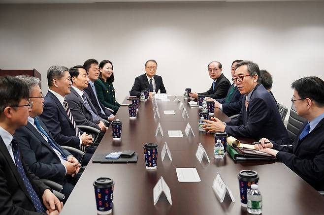 뉴욕서 한국 기업인 만난 조태열 외교부 장관 [외교부 제공]