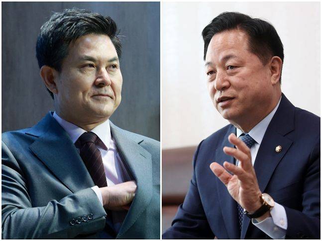 경남 양산을에서는 각각 여야의 대권주자인 김태호 국민의힘 의원(사진 왼쪽)과 김두관 더불어민주당 의원이 맞대결을 펼치게 돼 지역을 넘어 전국적으로도 최대 승부처로 꼽히고 있다. ⓒ뉴시스