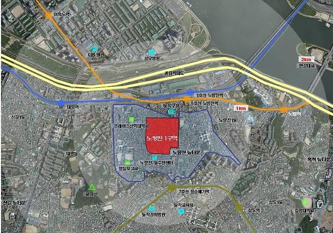 서울 동작구 노량진1구역 위치도. / 사진=노량진1재정비촉진구역 조합