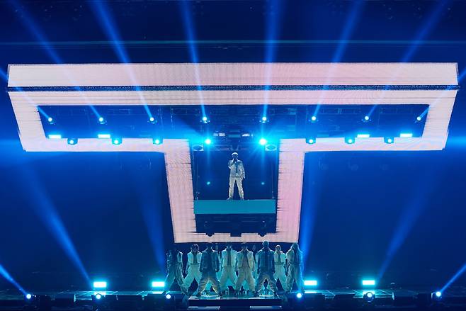 Taeyong performs during his first solo concert "TY Track," held at Olympic Hall, Songpa-gu, Seoul, Sunday. (SM Entertainment)