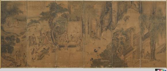 27일 문화재청이 보물로 지정 예고한 ‘김홍도 필 서원아집도 병풍.’ 문화재청 제공