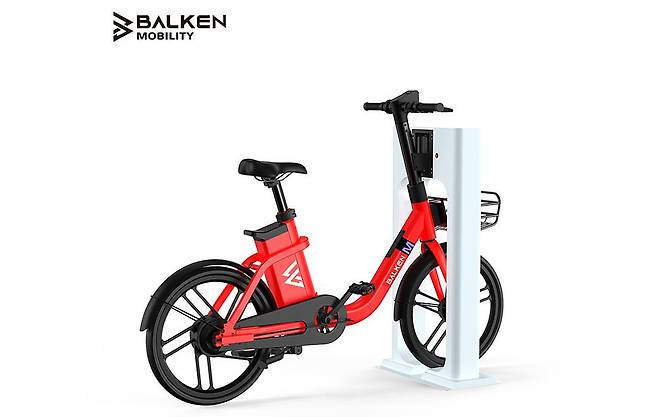 발켄모빌리티 전기자전거와 충전 스테이션 / 출처=발켄모빌리티
