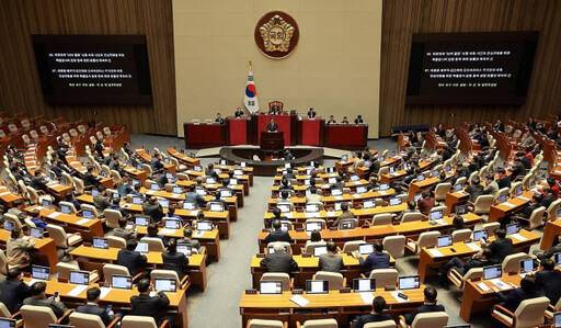 박성제 법무부 장관이 29일 국회 본회의에서 이른바 쌍특검법안 재의요구 이유를 설명하고 있다. 연합뉴스