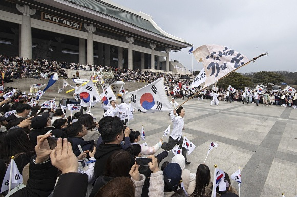 지난해 독립기념관에서 열린 삼일절 기념행사 중 독립선언 퍼포먼스. [사진=독립기념관]