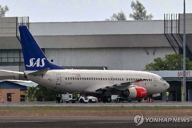 말레이시아 도착한 스칸디나비아항공 의무후송기 [AFP 연합뉴스 자료사진. 재판매 및 DB 금지]