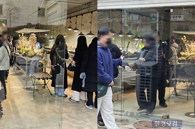용산구 분재 가게에 방문한 손님들. /사진=김영리 기자