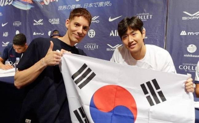 프랑스 출신 방송인 파비앙(왼쪽)과 이강인(파리생제르맹). 인스타그램