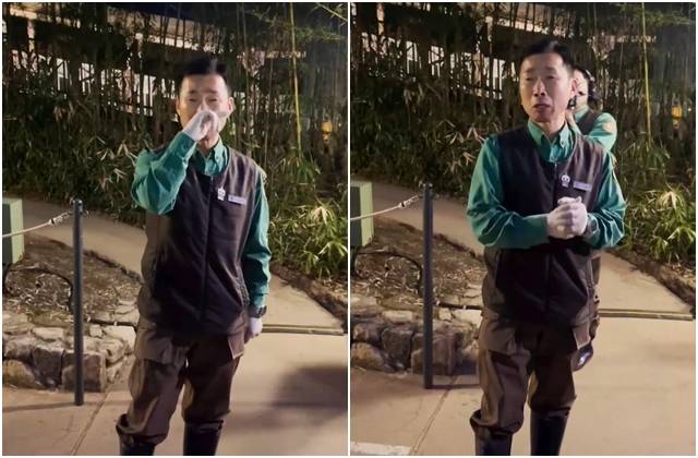 3일 푸바오 마지막 퇴근 이후 팬들을 만나 이야기하다 눈물짓는 강철원 사육사. 주토피아 팬카페 영상 캡처