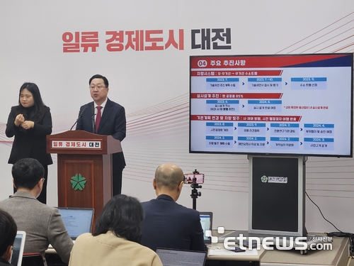 이장우 대전시장이 5일 기자브리핑을 갖고 대전 도시철도2호선 수소 트램 건설사업 총사업비 확정 내용을 발표했다.