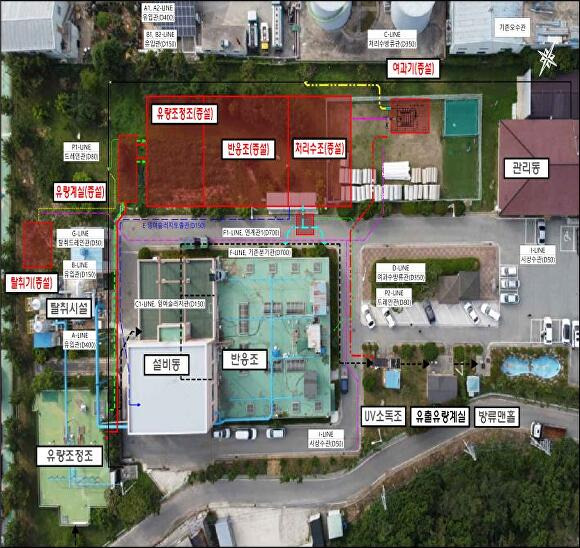 공공 하수처리장 증설 사업 계획 평면도 [사진=완도군]