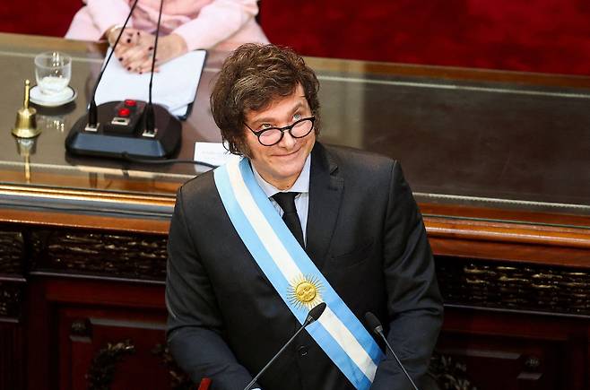 지난해 11월, 아르헨티나 대통령으로 선출된 하비에르 말레이 대통령. / 로이터