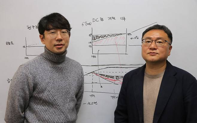 국민연금 개혁안을 발표한 이강구(오른쪽), 신승룡 한국개발연구원(KDI) 연구위원(사진 = 조용석 기자)