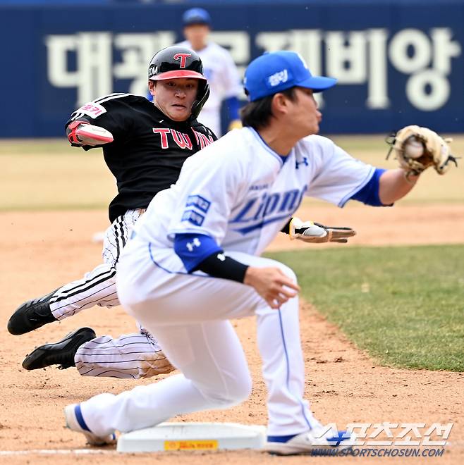 11일 대구삼성라이온즈파크에서 열린 KBO리그 시범경기 LG와 삼성의 경기, 7회초 무사 2루 LG 김현종 타석때 2루주자 최원영이 3루 도루를 실패하고 있다. 대구=허상욱 기자wook@sportschosun.com/2024.03.11/