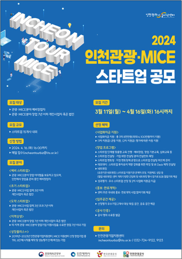 ▲2024 인천 관광·MICE 스타트업 공모 포스터ⓒ