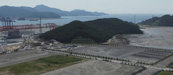 부산항 신항 서컨 배후단지 화물차휴게소 대상지 전경/사진=부산항만공사