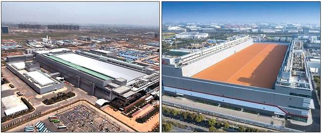 중국에 수출하는 반도체장비를 엄격히 통제하라는 미국의 압박이 갈수록 커지면서 한국 반도체 장비 업계의 고민도 깊어지고 있다. 사진은 삼성전자 중국 시안 반도체 공장(왼쪽)과 SK하이닉스의 중국 우시 생산공장 전경.