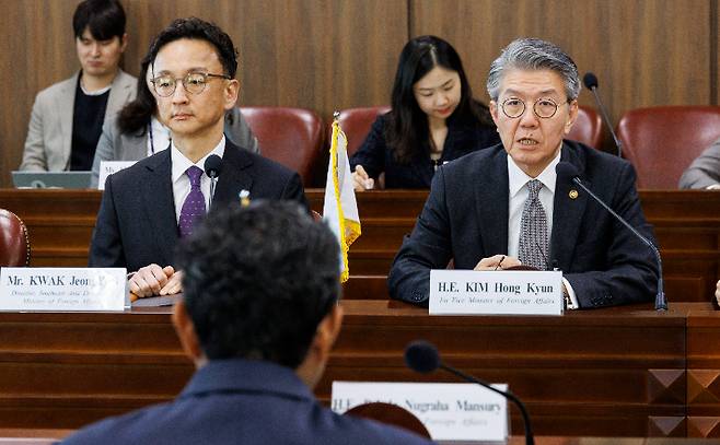 김홍균 외교부 1차관, 제2차 한·인도네시아 외교 차관급 전략대화 인사말. 연합뉴스