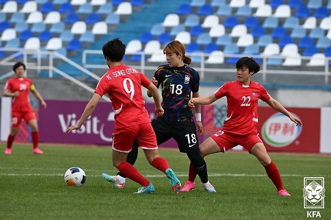 한국과 북한의 U-20 여자 아시안컵 준결승전 모습 [대한축구협회 제공. 재판매 및 DB 금지]