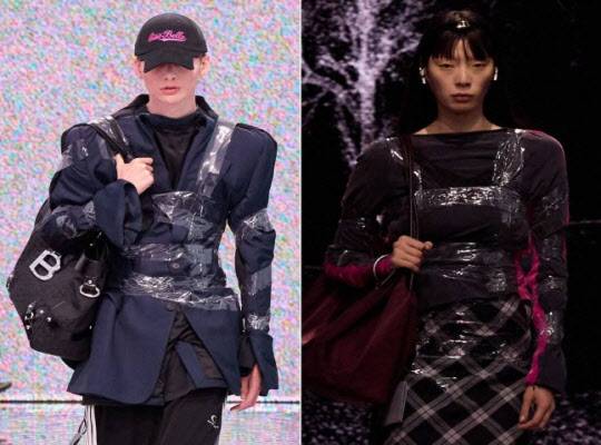 발렌시아가가 2024 F/W 컬렉션에서 선보인 테이프 패션. (사진=발렌시아가)