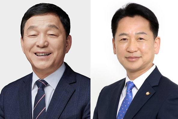 김철민(왼쪽) 안산을 예비후보와 고영인 의원.
