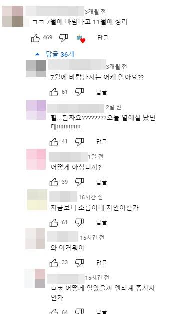 /사진=유튜브 영상 댓글 캡처