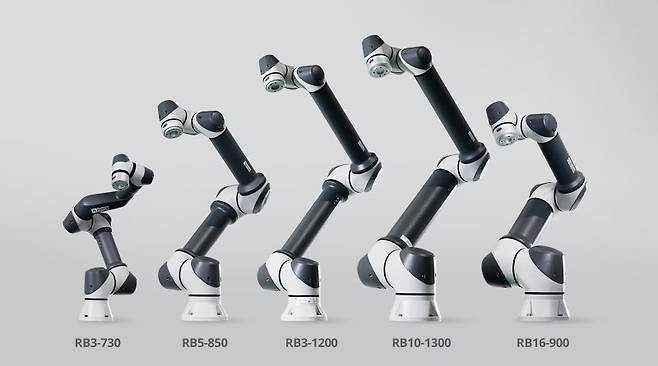 레인보우로보틱스의 협동로봇 일부. (출처: 레인보우로보틱스)