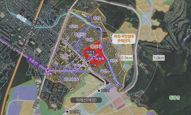 서울 송파구 마천동 183 일대 신속통합기획 위치도 / 서울시 제공