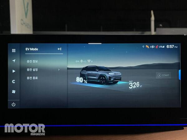 ​KGM 토레스 EVX 전기차 모드 화면 사진 모터매거진 윤성 기자​