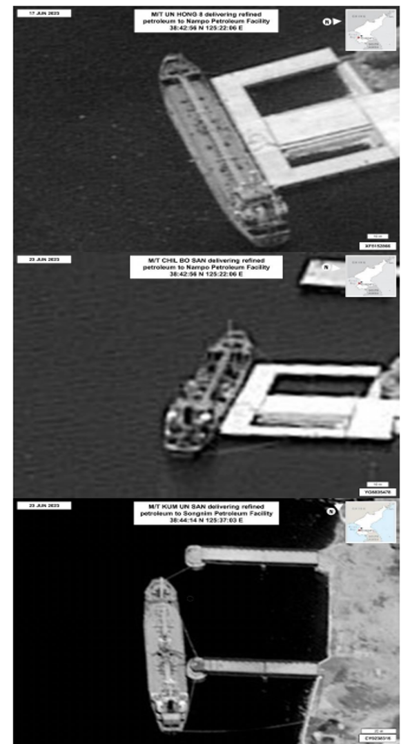유엔 대북제재위원회 전문가 패널보고서가 20일(현지시간) 북한의 정유제품 밀수 정황으로 제시한 자료 사진 일부. 유엔 안보리 대북제재위 전문가 패널보고서