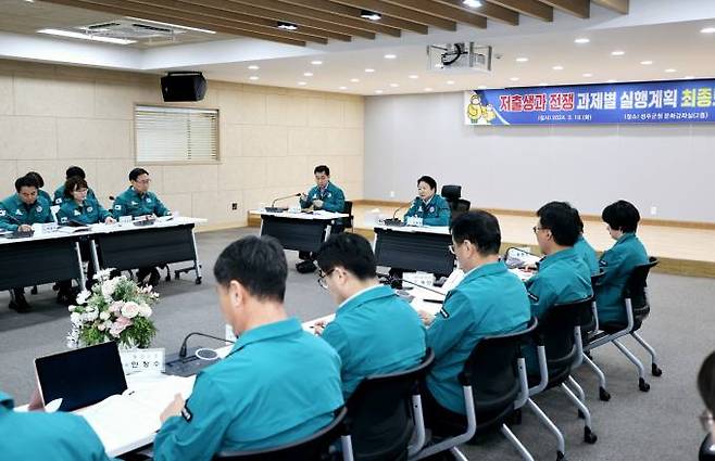 성주군이 19일 ‘저출생과 전쟁 과제별 실행계획 최종 보고회’를 열고 성주군 만의 해법을 논의하고 있다. 성주군 제공