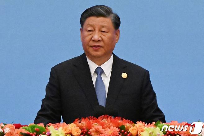 시진핑 중국 국가주석이 18일(현지시간) 베이징 인민 대회당에서 열린 제3차 일대일로 정상 포럼 개막식서 연설을 하고 있다. 2023.10.18 ⓒ AFP=뉴스1 ⓒ News1 우동명 기자