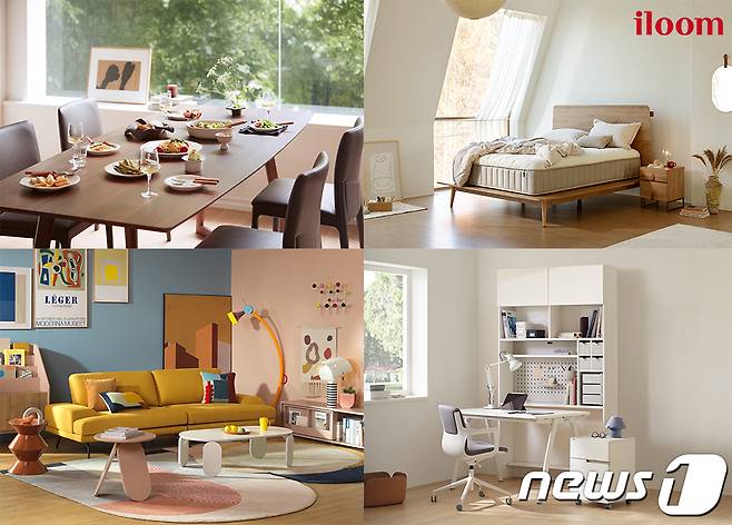 왼쪽부터 시계방향으로 일룸 '모리니' 테이블, '헤이즐' 침대, '로이 뮤트 에디션' 책상, '밴쿠버’ 소파(일룸 제공)