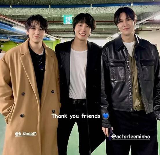 사진=왼쪽부터 배우 김범, 정일우, 이민호/정일우 소셜미디어 캡처